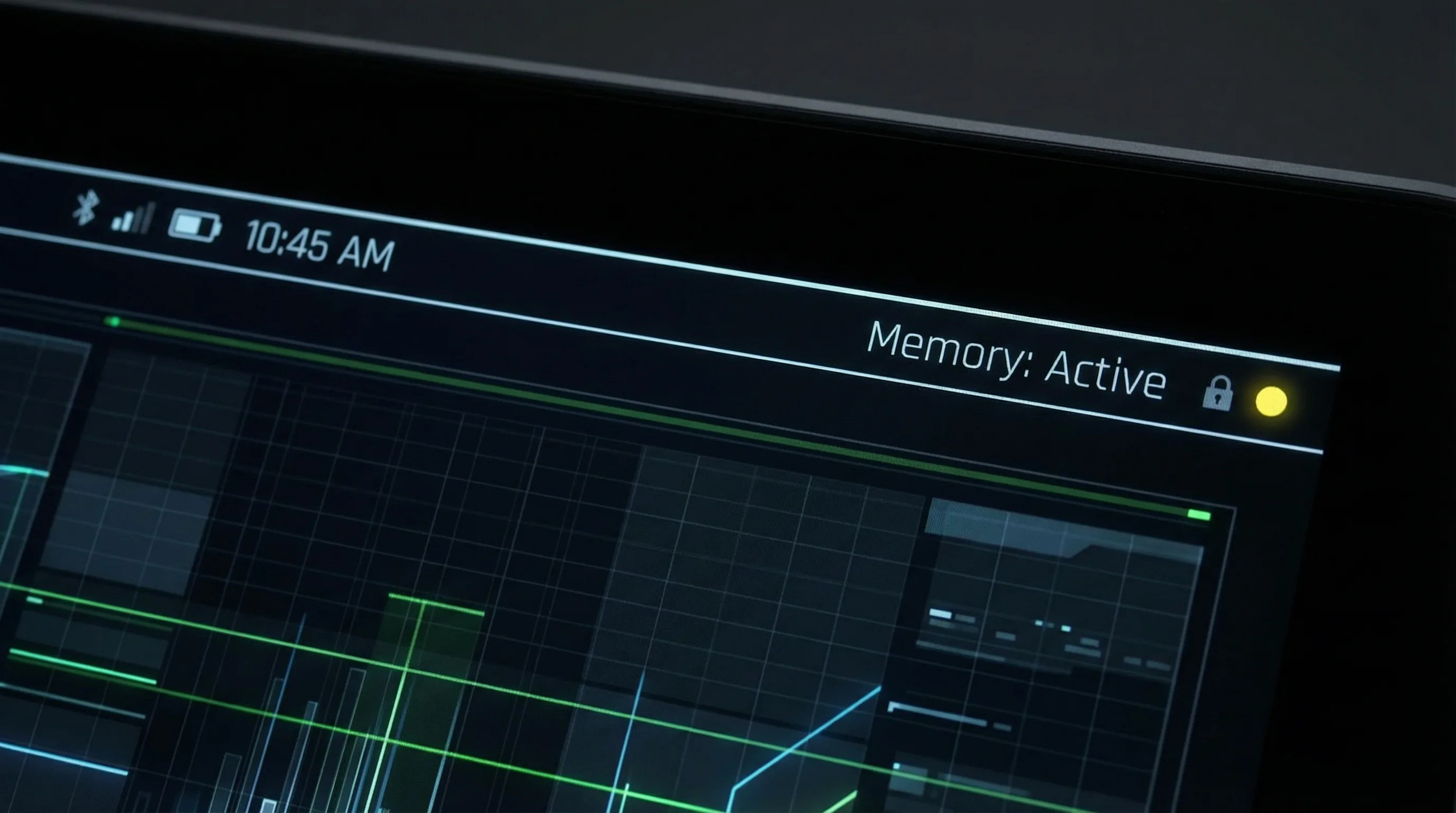 Memory active indicator with lock and yellow status dot